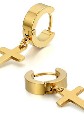 BONIKISS Woman Men's Earrings Stainless Steel Cross Drop E