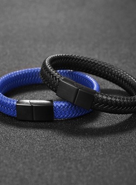 Jiayiqi Punk Men Jewelry Black/Brown Braided Leather