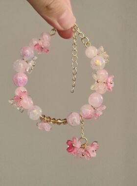 Pink Plum Cherry Blossom Crystal Butterfly Flower Berry