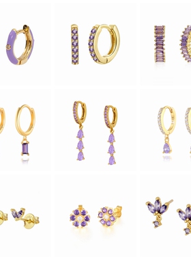 Pendientes Oorbellen Purple Zircon Cartilage Circle