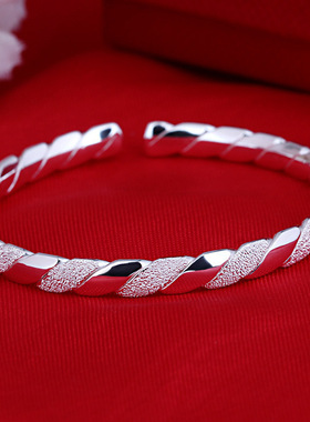 Fashion Sterling Silver Woman Cuff Bracelet Cross Twisted