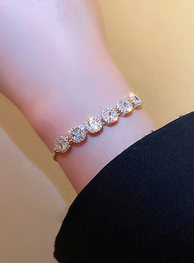 New Trendy Design 14K Real Gold Round Crystal Bracelet for W