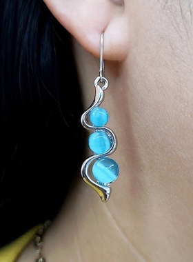 Classic Trend Drop Earring Silver Color Inlaid with Shine