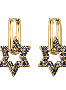 2024 Trendy Star Gold Color Geometric Hoop Earrings For