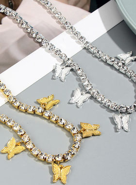 Kasajewel Gold Silver Color Butterfly Pendant Necklace