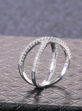 Huitan Luxury Cross X Shape Women Engagement Ring Full