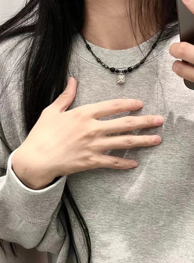 Vintage Chinese Style Lion Pendant Beaded Necklace for Women