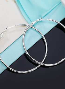 Sterling Silver Women's 50/60/70/80MM Round Big Hoop