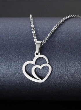 Fashion Stainless Steel Heart Cat Moon And Star Pendant