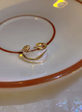 Retro Gold Color Double Oil Drip Open Rings For Women