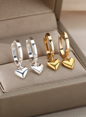 Stainless Steel Heart Earrings For Women Vintage Gold Color
