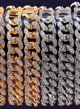 New Fashion Luxury 12mm Iced Out Cuban Link Chain Bracelet