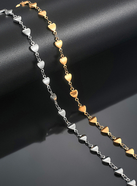 6mm Vintage Stainless Steel Heart Necklace Women Link Chain