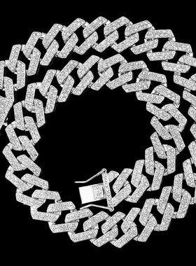 Punk Hip Hop Iced Out Rhinestones Cuban Chain Necklace For