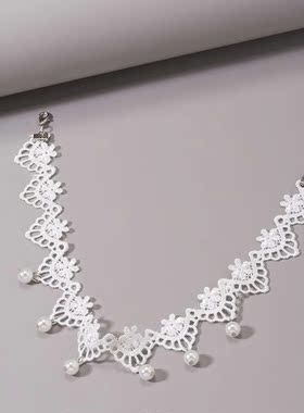 Bohemia Elegant Vintage Imitation Pearl White Lace