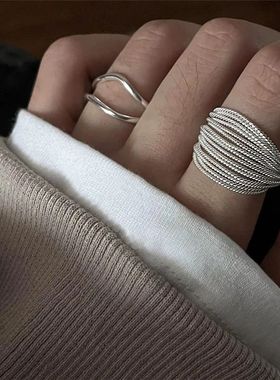 silver Colour Unique Lines Ring For Women Jewelry Finger