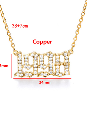 Crystal Letter Pendant Necklace For Women Zircon Birth Year