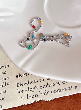 Popular 925 Sterling Silver Round Bead Bracelet Colorful