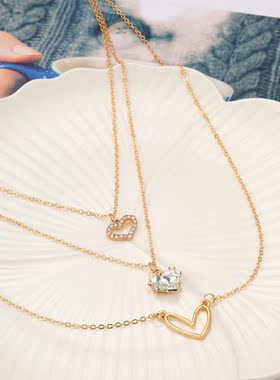 Fashion Gold Color Multilayer Heart Necklace for Women