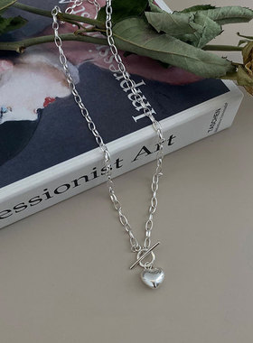 Vintage Silver Plated Heart Stamp Necklace for Women Trendy