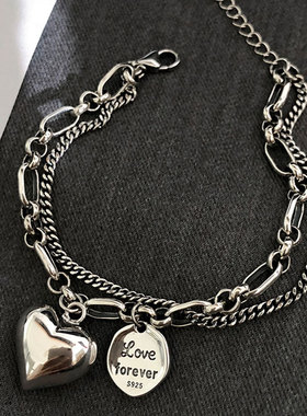 Elegant 925 Sterling Silver Love Letter Heart Double Layer