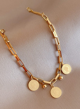 316L Stainless Steel Portrait Coin Pendant Bracelet For