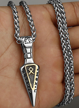 Axe Necklace Pendant Valknut Stainless Steel Men's Valknut