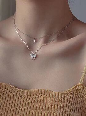 2023 New Elegant Silver color Shiny Butterfly Necklaces