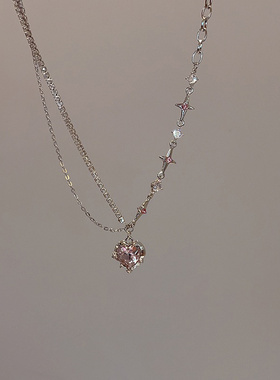 Fashion Peach Heart Water Drop Pendant Necklaces Pink