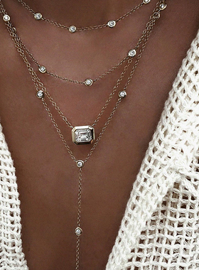 Vintage Multi-Element Crystal Necklace For Women Gold Color