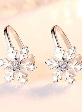 Korean Style Women Snowflake Clip Earrings Without Piercing