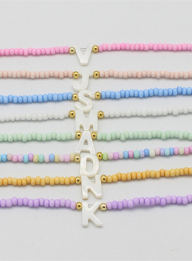 Bohemia Beads Choker Necklace Women Handmade Initial 26