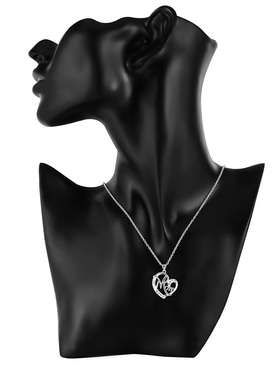 925 sterling Silver Charm MOM AAA Zircon Heart Pendant