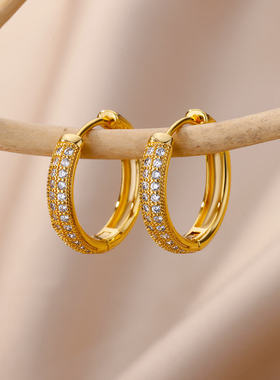 Aesthetic Circular Stainless Steel Hoop Earrings Jewelry