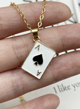 Statement Poker Necklace Lucky Ace of Spades Pendant