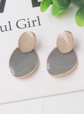 Gray Color Vintage Dangle Earrings for Women Gradient Resin