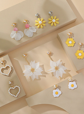 Fashion Jewelry Girl Ear Clip Earrings Cute Gold Colorful