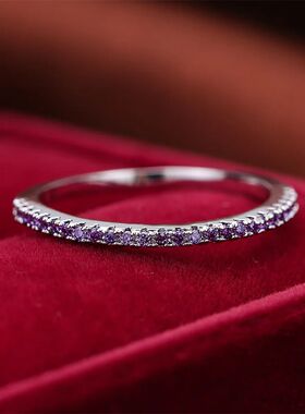 Classic Small Round Stone Wedding Band Thin Stacking Rings