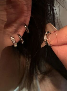 4Pcs/set Stainless Steel Aesthetic Zircon Crystal Hoop