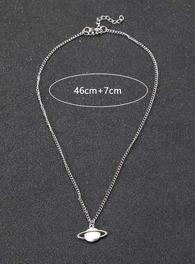 Simple Silver Color Saturn Necklace for Men Women Hip Hop