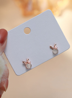 Tiny Cute Flower Opal Stone Rabbit Stud Earrings For Women