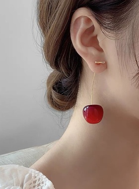 Korean Fashion Transparent Cherry Earrings for Women Summer