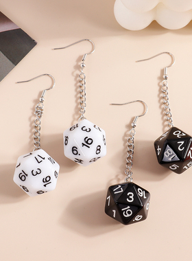 Fashion Different Number Acrylic Dice Earrings Personality G