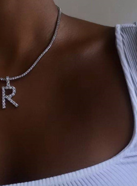 Trendy New Crystal 26 Letter Pendant Necklace for Women