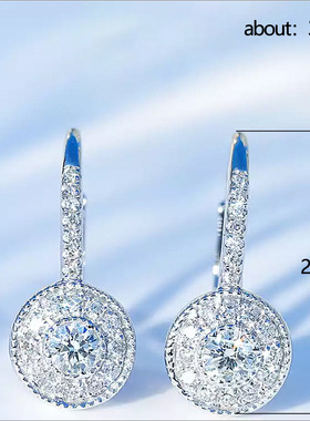 Fashion Zircon 925 Sterling Silver Round Crystal Hoop