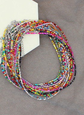 Simple Seed Beads Strand Choker Necklace Women String