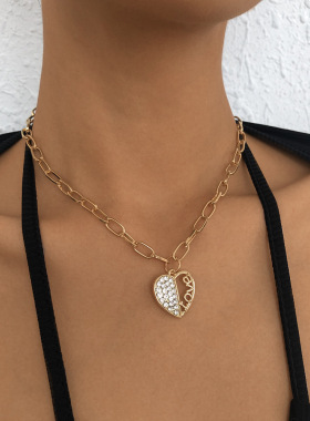 Simple Small Shiny Rhinestone Hollow Five-pointed Star