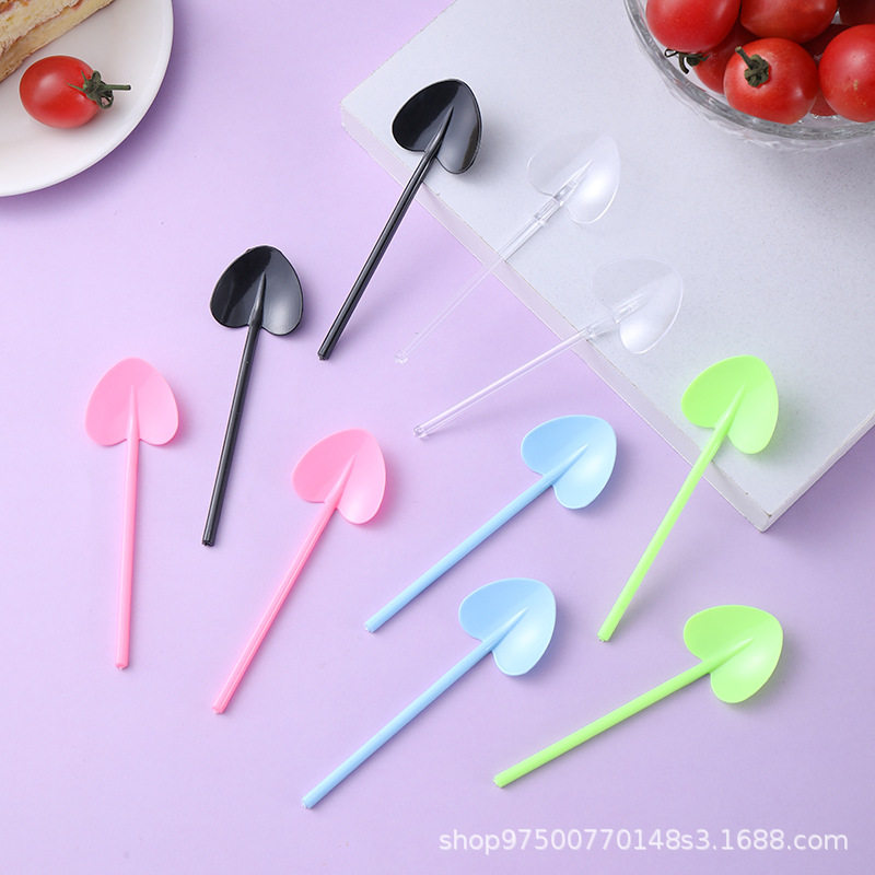 塑料一次性雪糕勺子单独包装冰淇淋圣代奶酪甜品勺混色心形布丁铲,淘宝优惠券,粉丝福利购,淘宝优惠卷