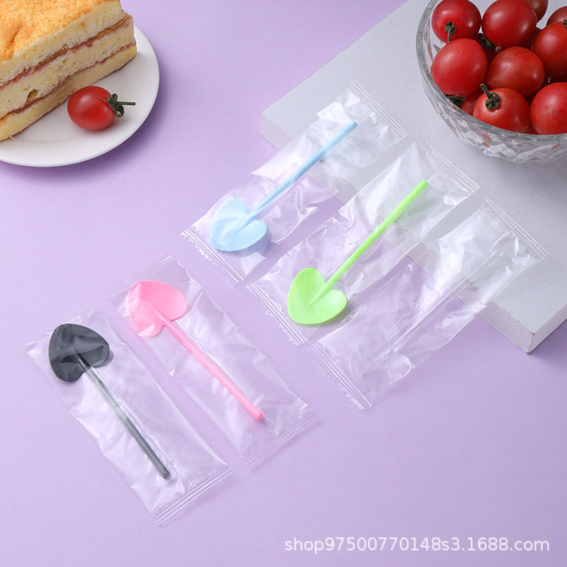 塑料一次性雪糕勺子单独包装冰淇淋圣代奶酪甜品勺混色心形布丁铲,淘宝优惠券,粉丝福利购,淘宝优惠卷