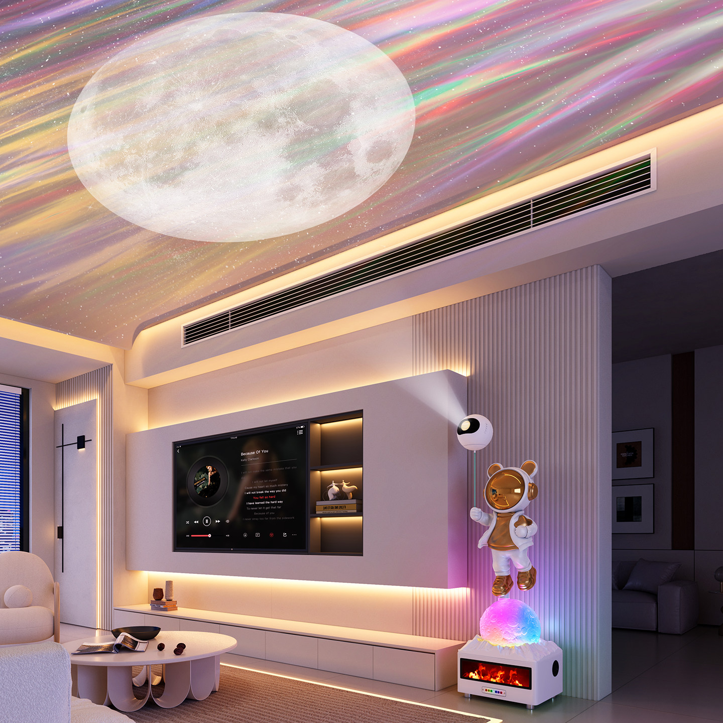 火焰壁炉K歌音箱太空人宇航员大摆件落地客厅沙发边电视柜旁乔迁,淘宝优惠券,粉丝福利购,淘宝优惠卷